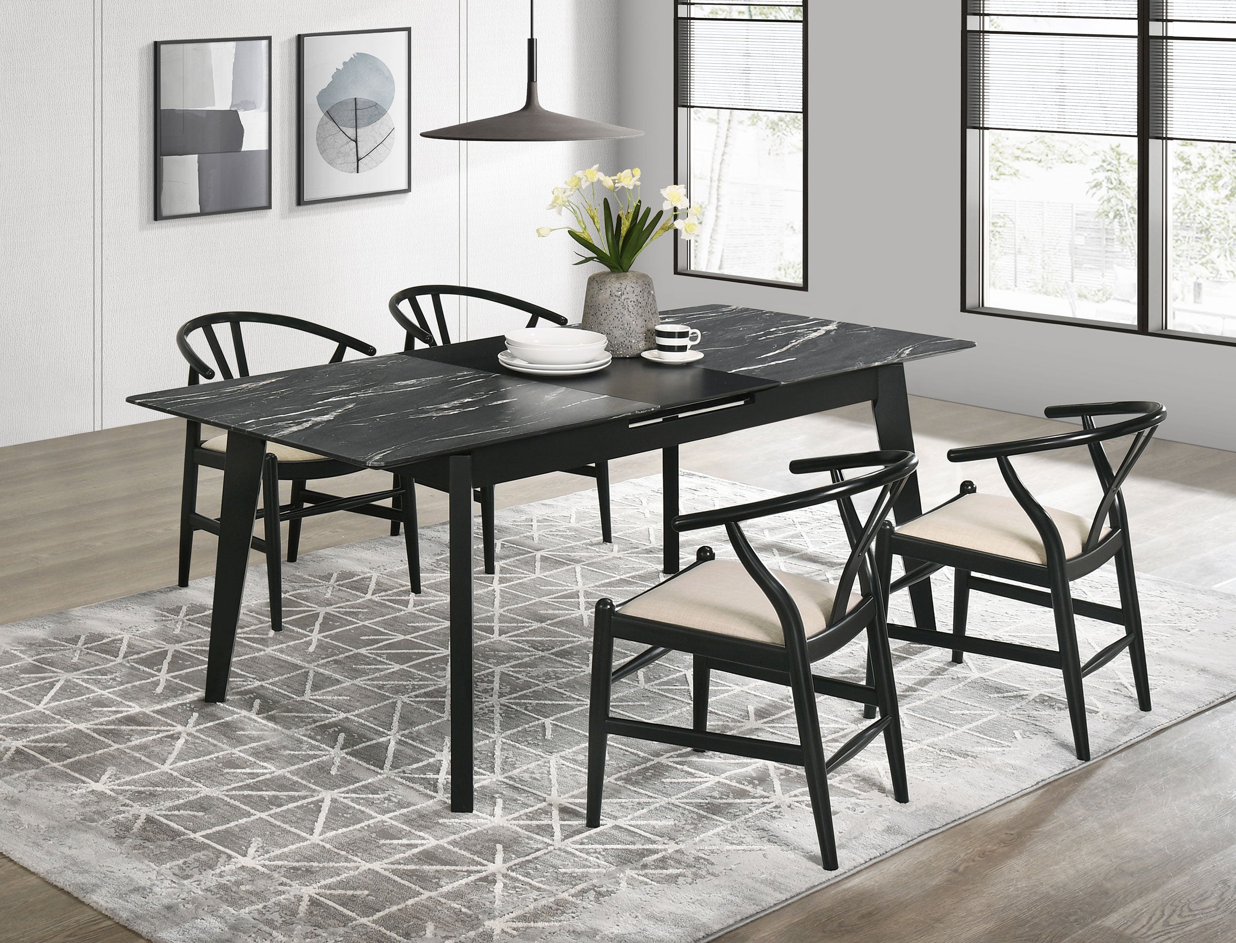 Crestmont 5-piece Extension Leaf Dining Table Set Black — view 1
