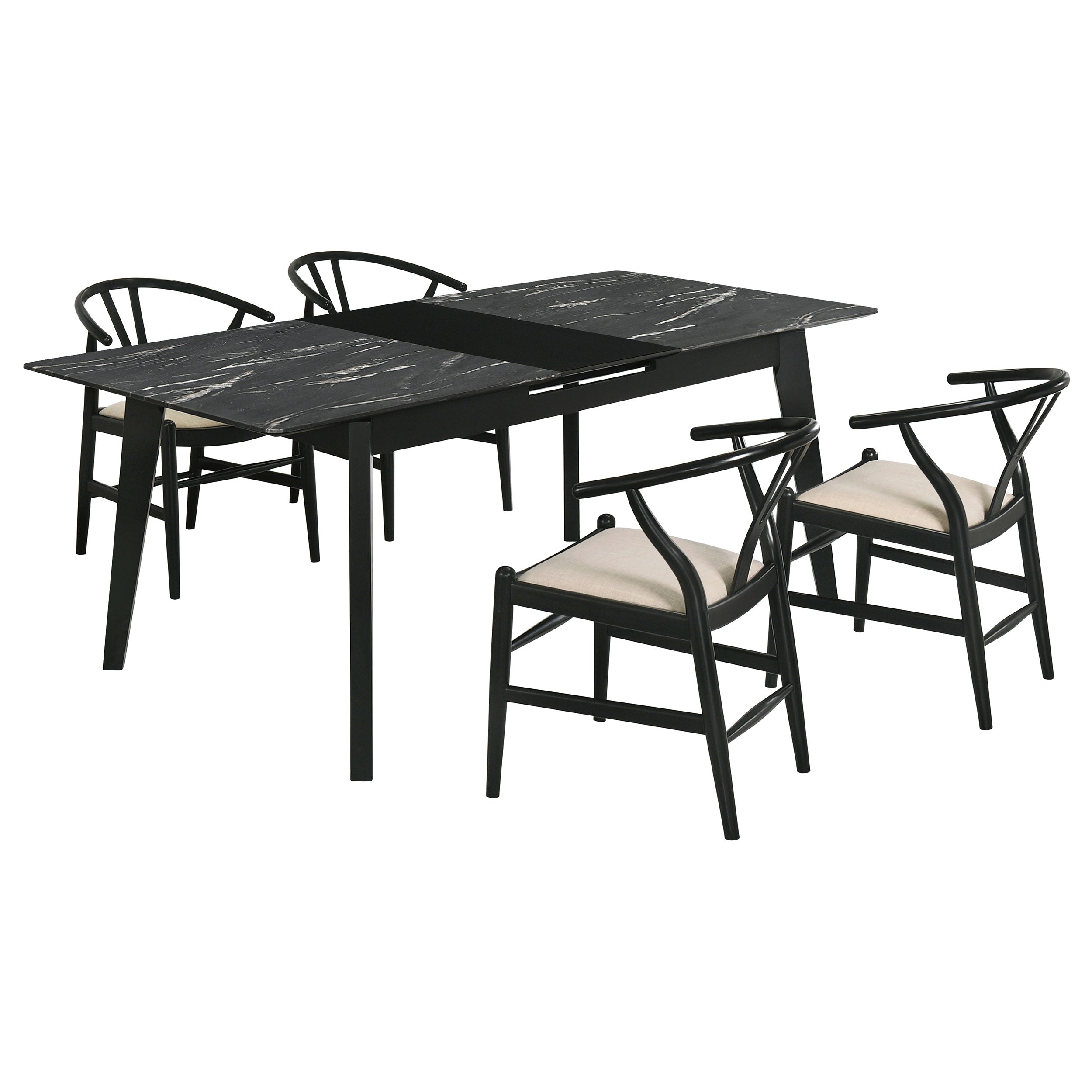 Crestmont 5-piece Extension Leaf Dining Table Set Black — view 2