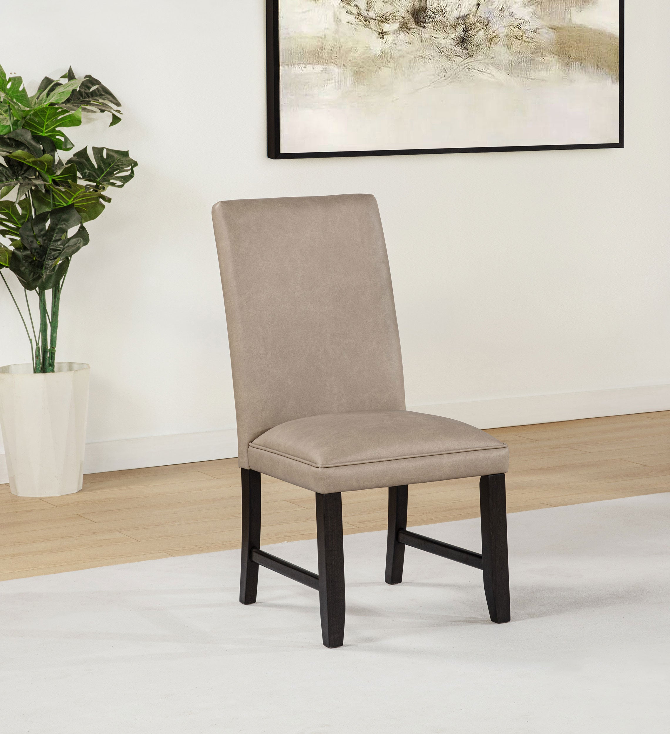 Averill Faux Leather Upholstered Dining Side Chair Tan (Set of 2) — view 2
