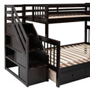 L Shaped Bunk Bed With 3 Drawers, Portable Desk And Wardrobe