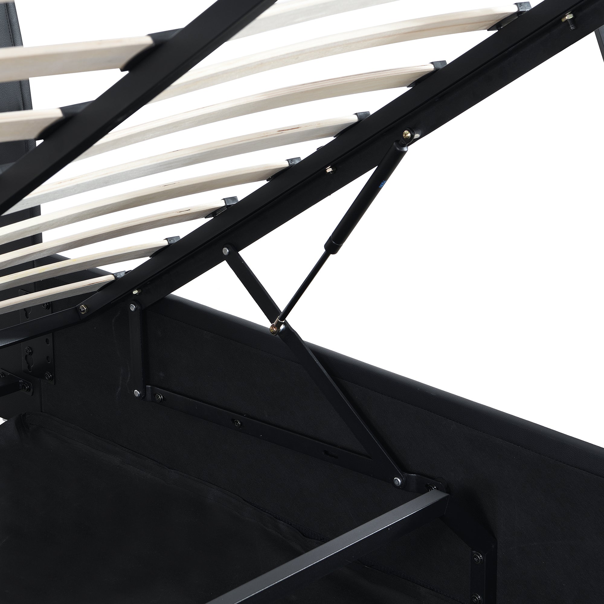 Full Size Upholstered Faux Leather Platform bed with a Hydraulic Storage System, Black