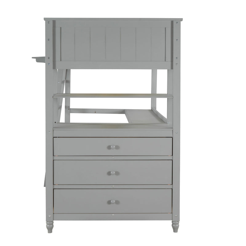 Loft Bed With Drawers With Desk And Shelves