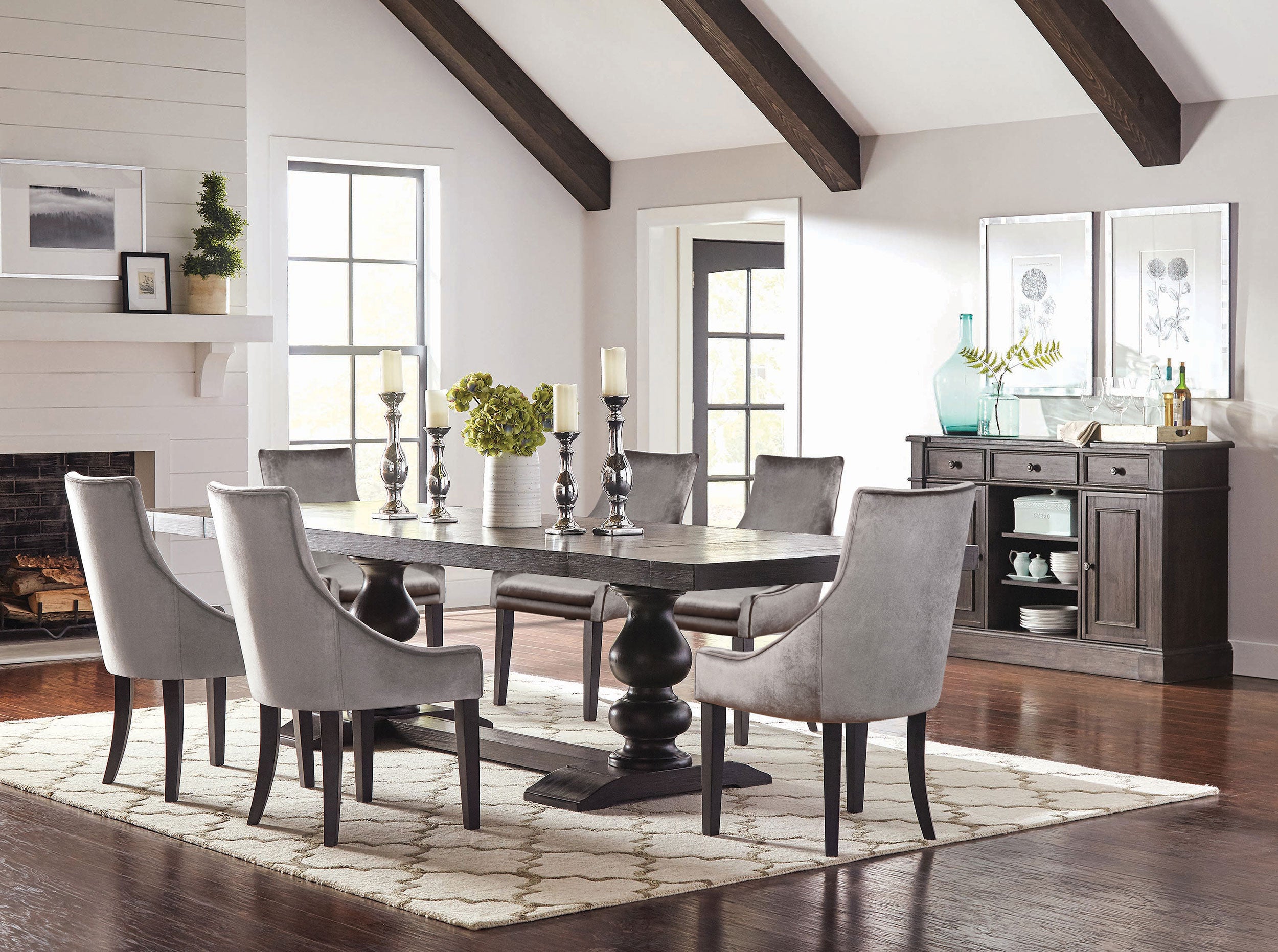 Phelps Velvet Upholstered Dining Side Chair Grey (Set of 2) — view 9
