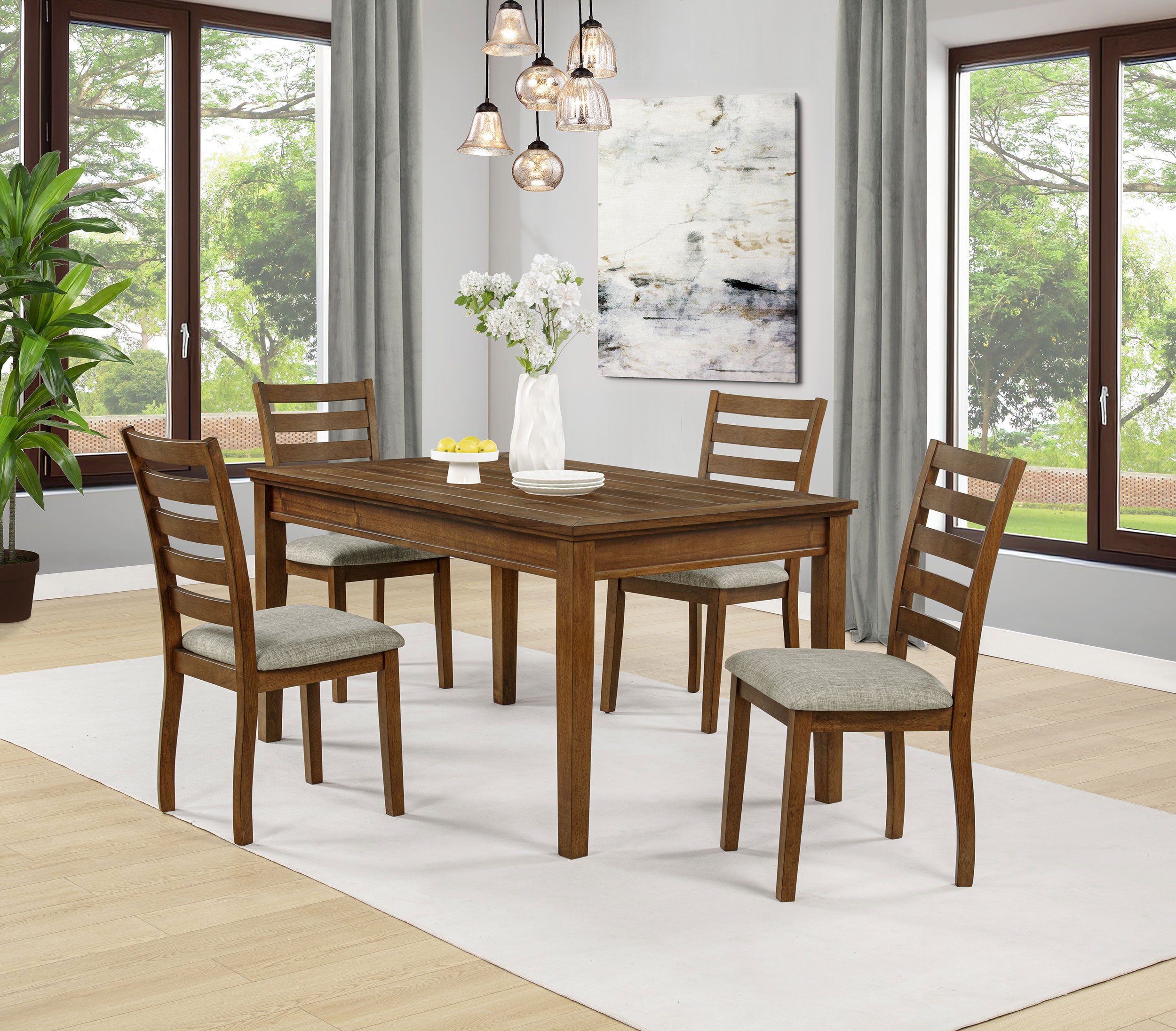 Atwood 5-piece Rectangular Wood Dining Set Warm Brown — view 1