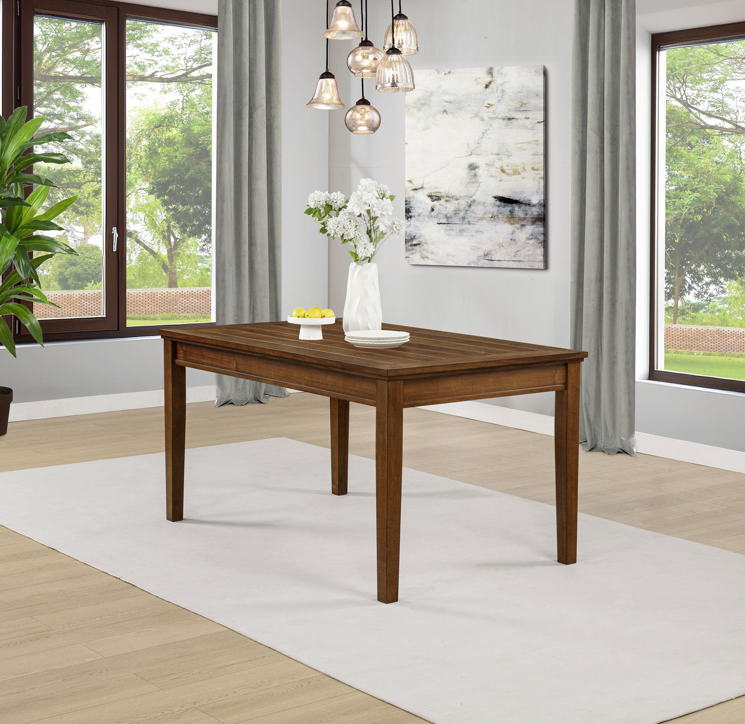 Atwood Rectangular Wood Dining Table Warm Brown — view 2