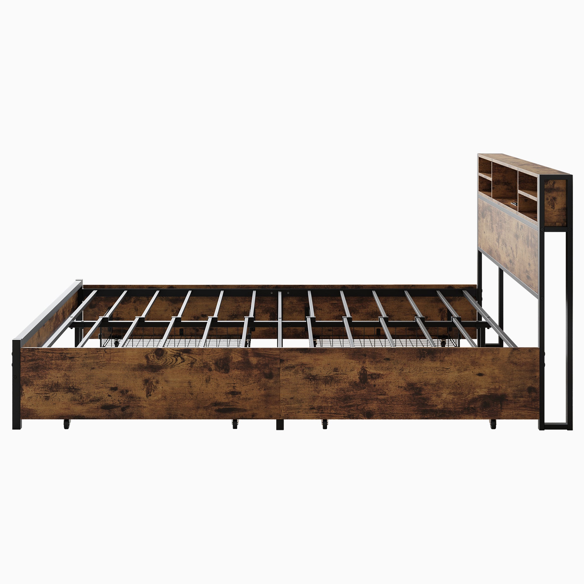 Queen Bed Frame with  Storage Headboard and 4 Drawers - Atlantic Fine Furniture Melbourne FL