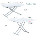 Modern Minimalist Multifunctional Lift Table With Metal Legs - White / Silver