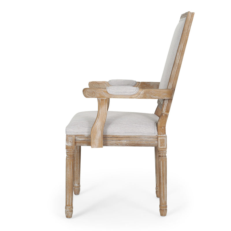 French Country Style Upholstered Dining Chair With Square Backrest