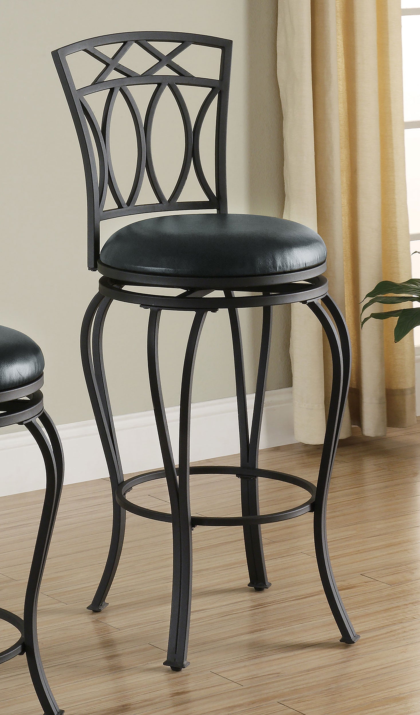 Adamsville Upholstered Swivel Bar Stool Black — view 2