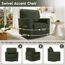 360° Swivel Accent Barrel Armchair With Side Pockets, Compact Design