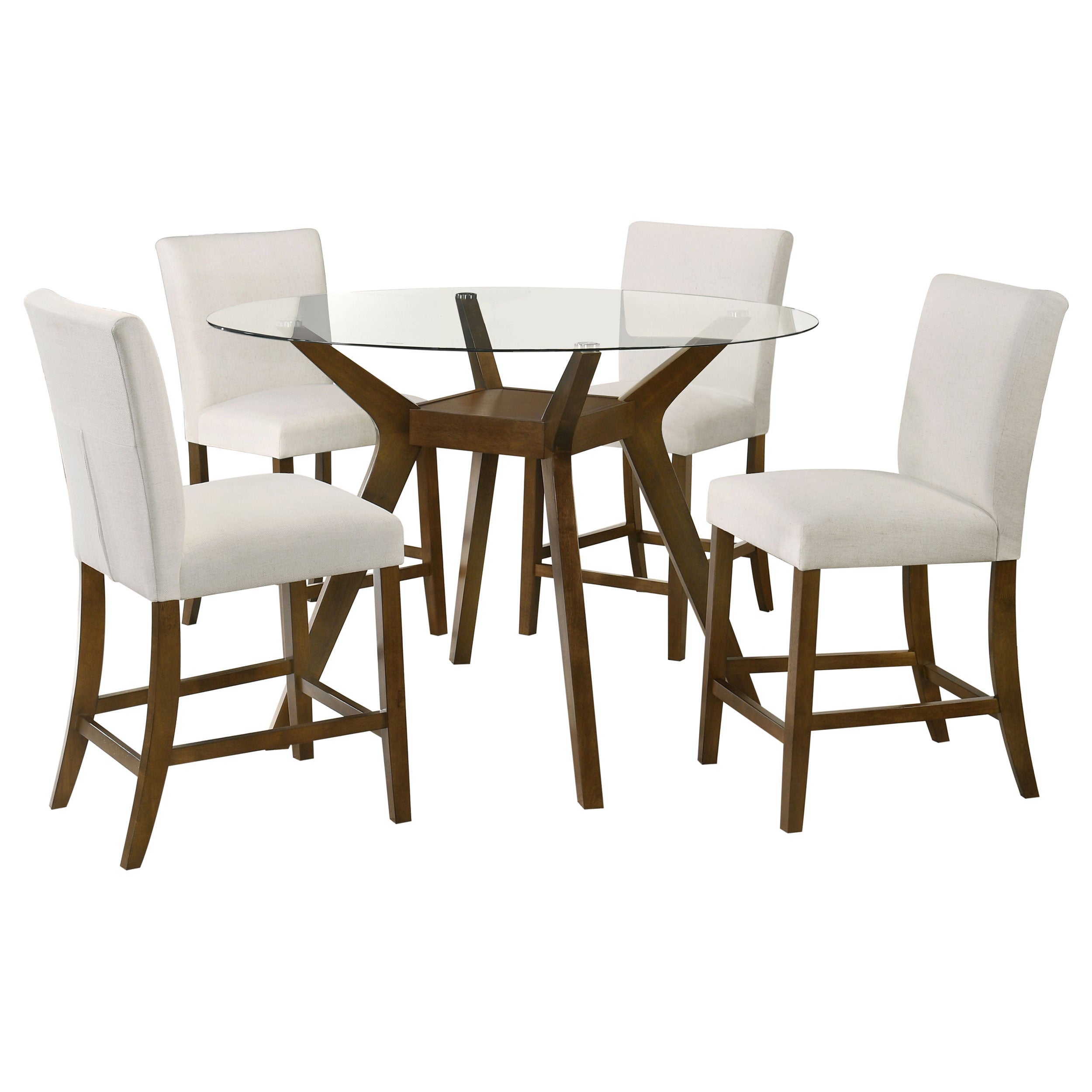 Paxton 5-piece Round Glass Top Counter Height Dining Set Beige — view 2