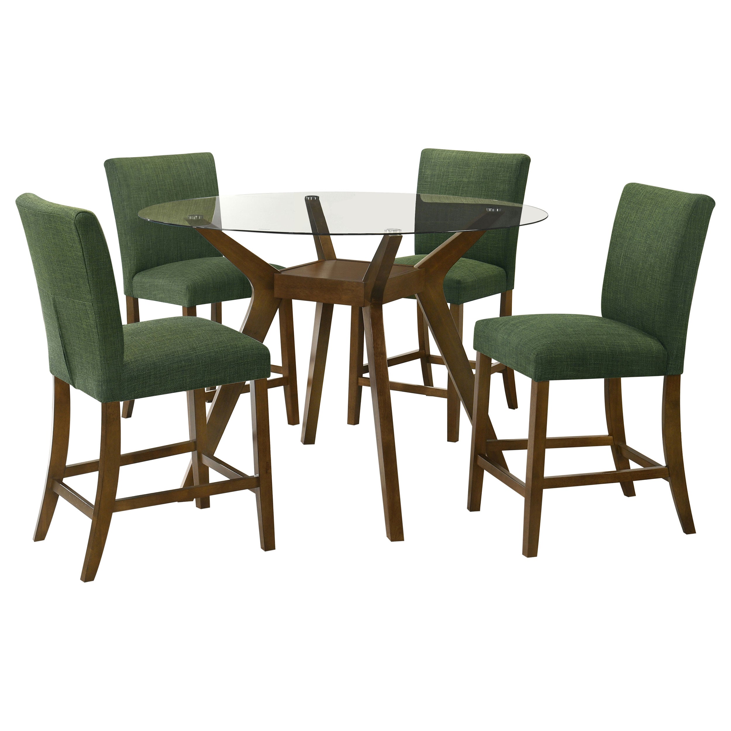 Paxton 5-piece Round Glass Top Counter Height Dining Set Green — view 2