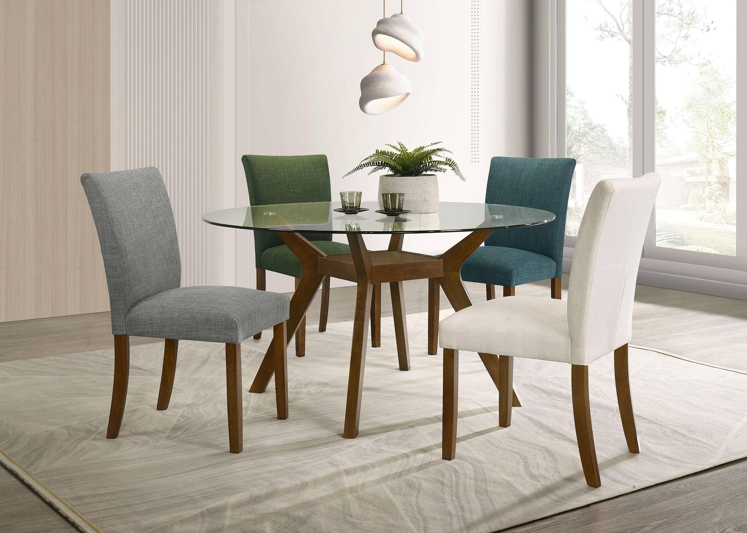 Paxton Round 48-inch Glass Top Wood Dining Table Brown — view 7