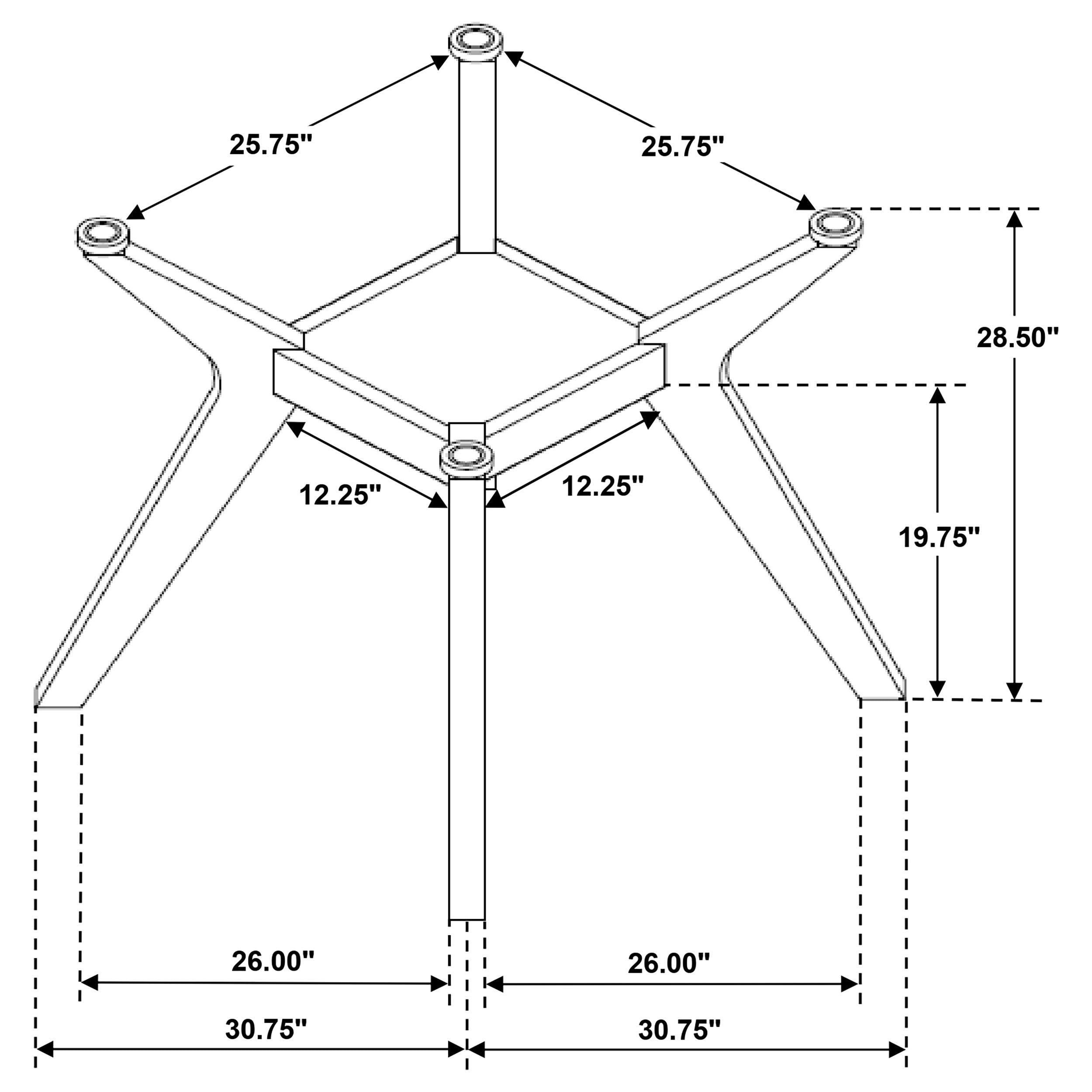 Paxton Square Wood Dining Table Base Brown — view 4