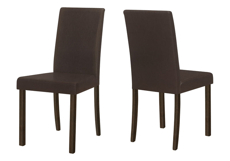 Upholstered Side Dining Chair Leather Look For Dining Room (Set of 2) - Brown