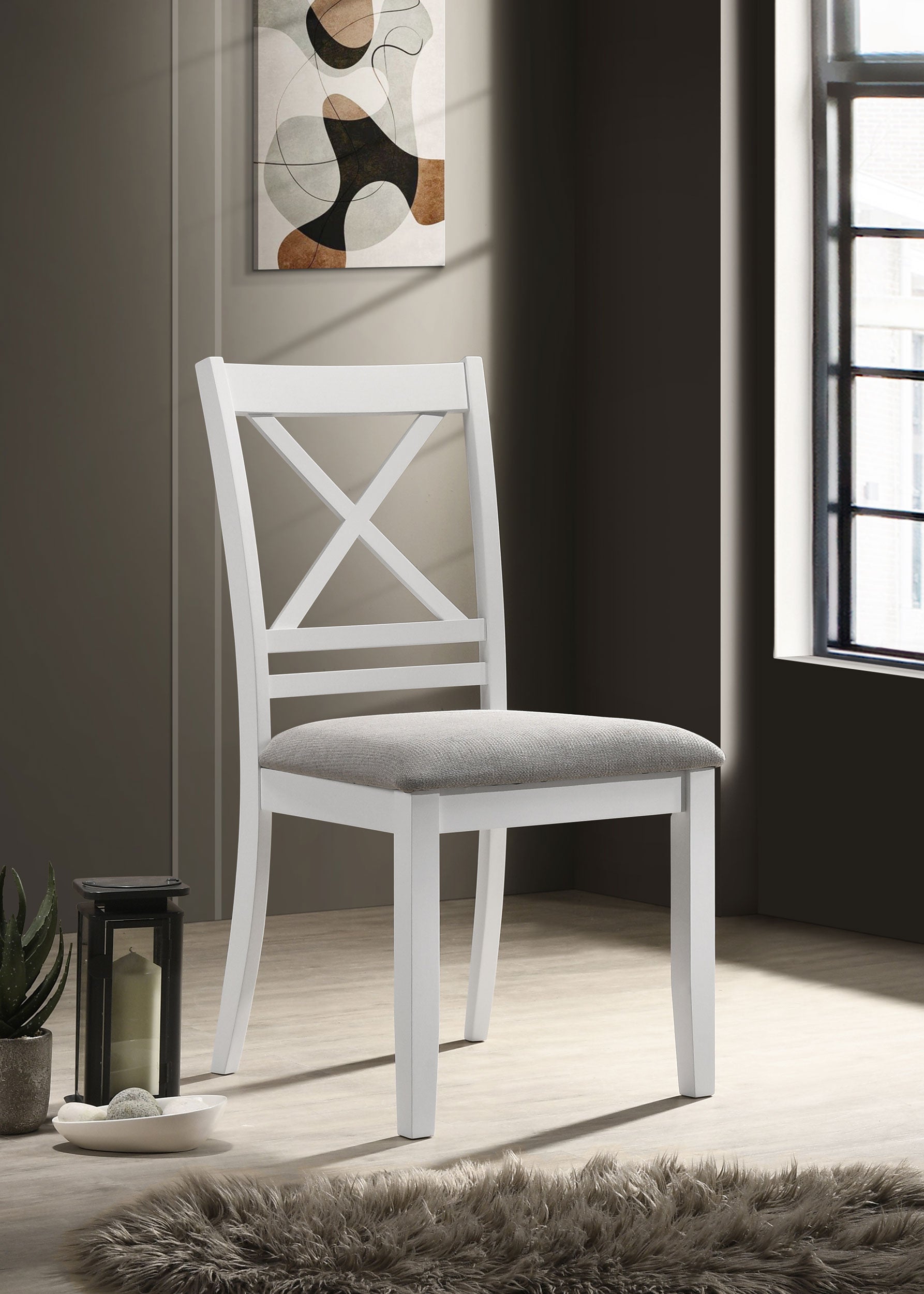 Hollis Cross Back Wood Dining Side Chair White (Set of 2) — view 2