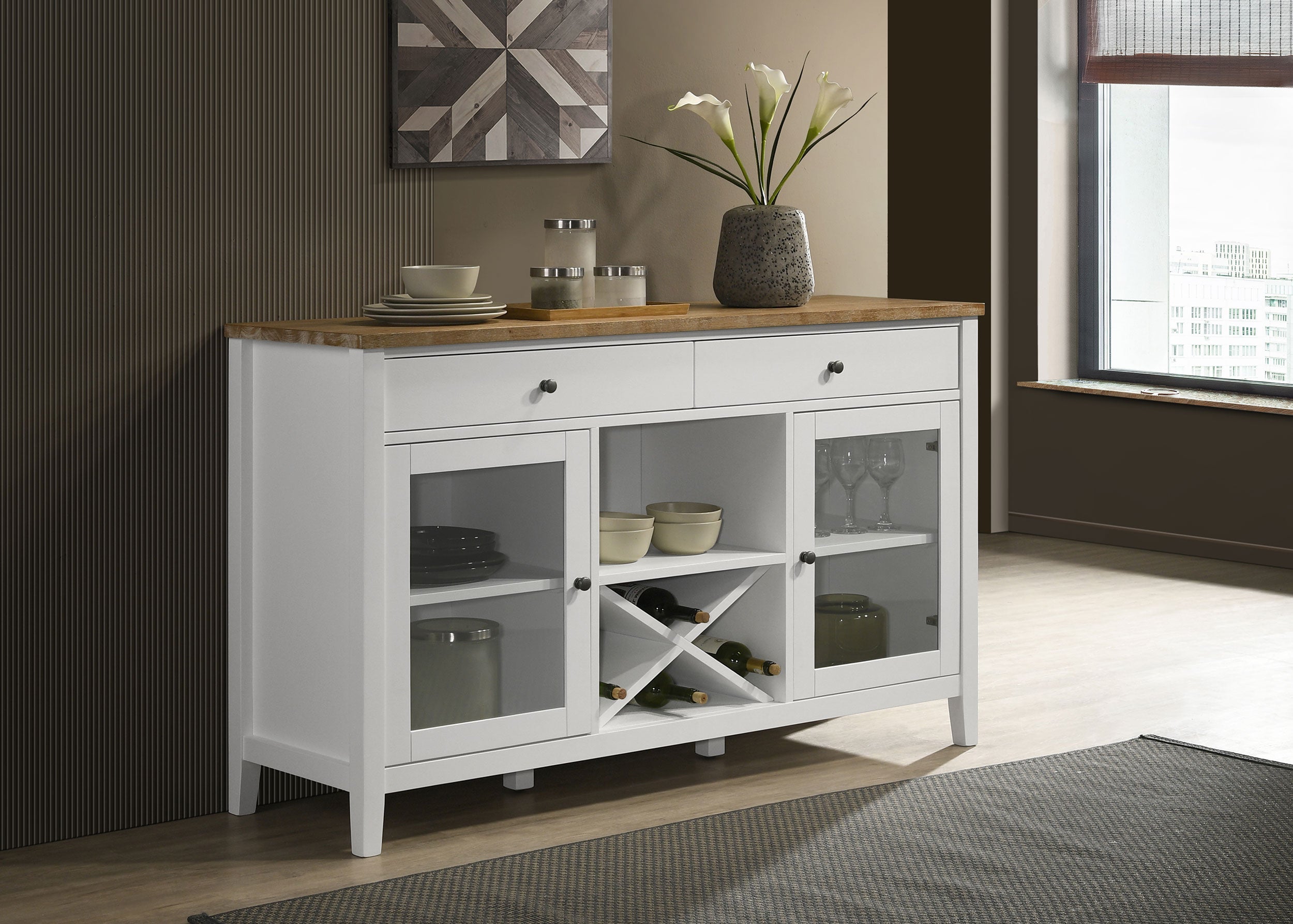 Hollis 2-door Dining Sideboard Buffet Storage Cabinet White — view 2