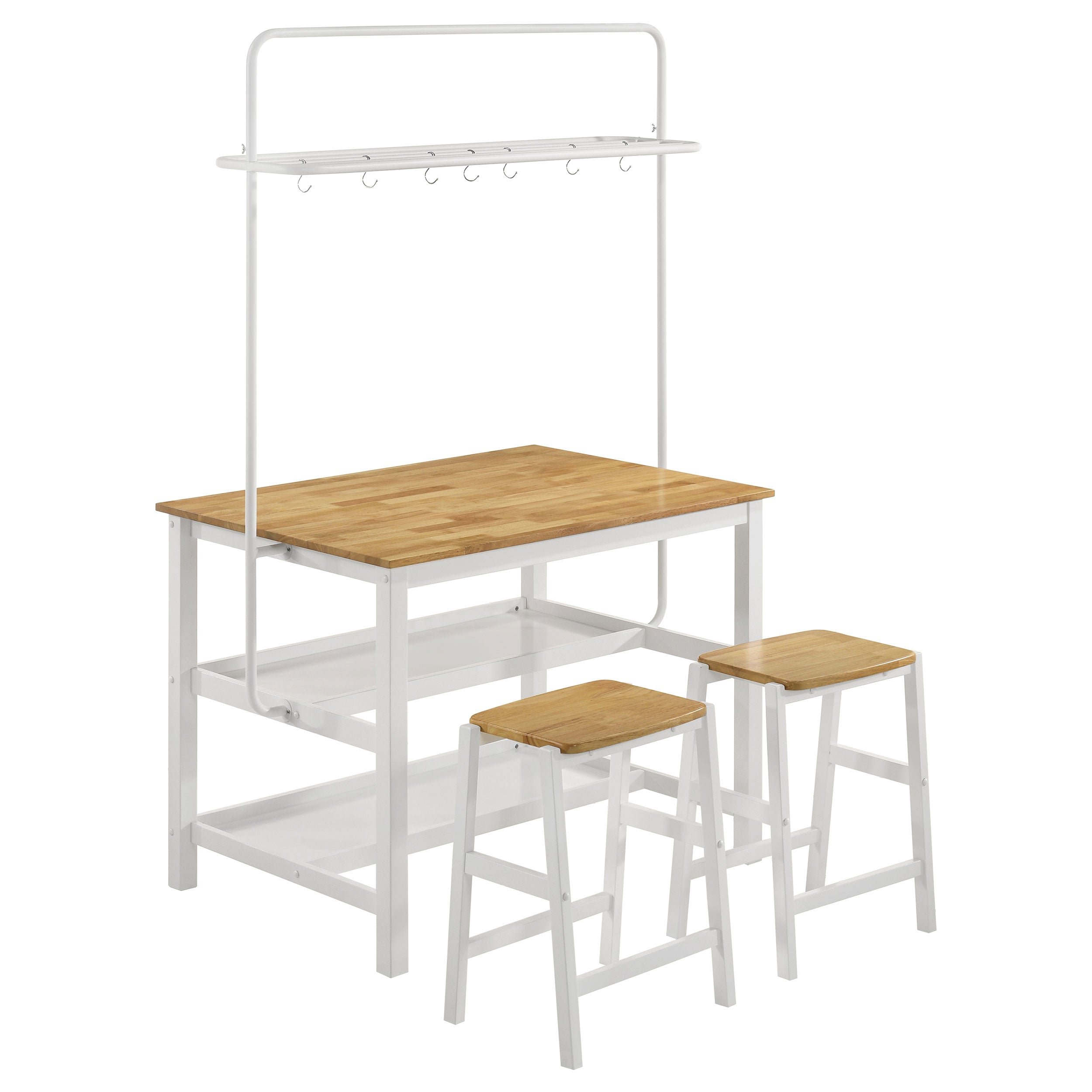 Edgeworth 3-piece Kitchen Island Counter Table Set White — view 2