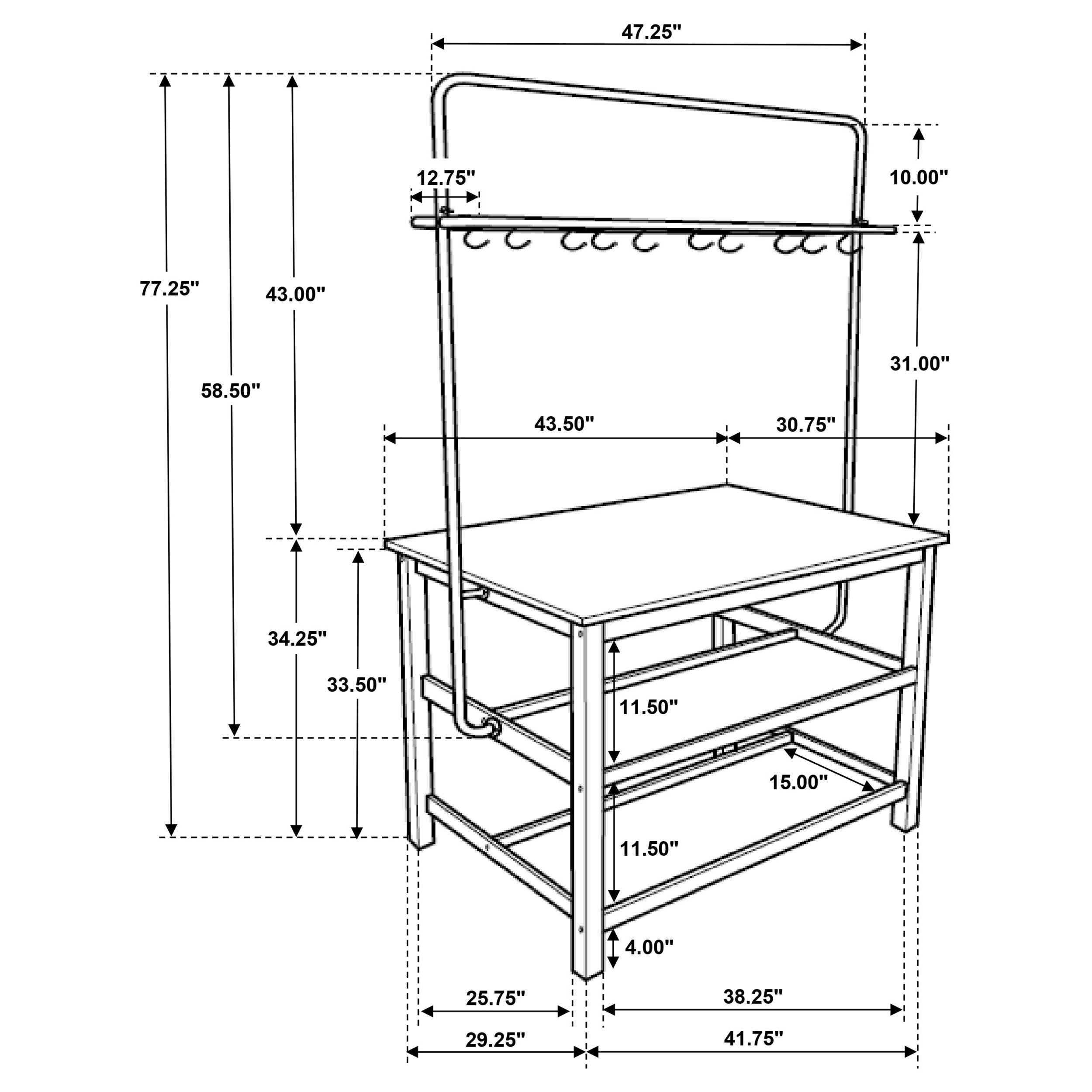 Edgeworth 3-piece Kitchen Island Counter Table Set White — view 11