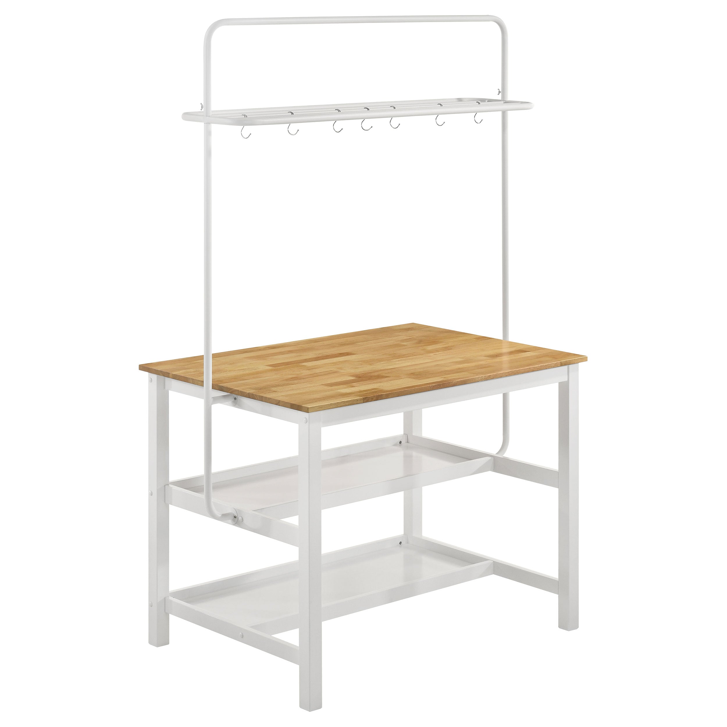 Edgeworth Kitchen Island Counter Table with Pot Rack White — view 1