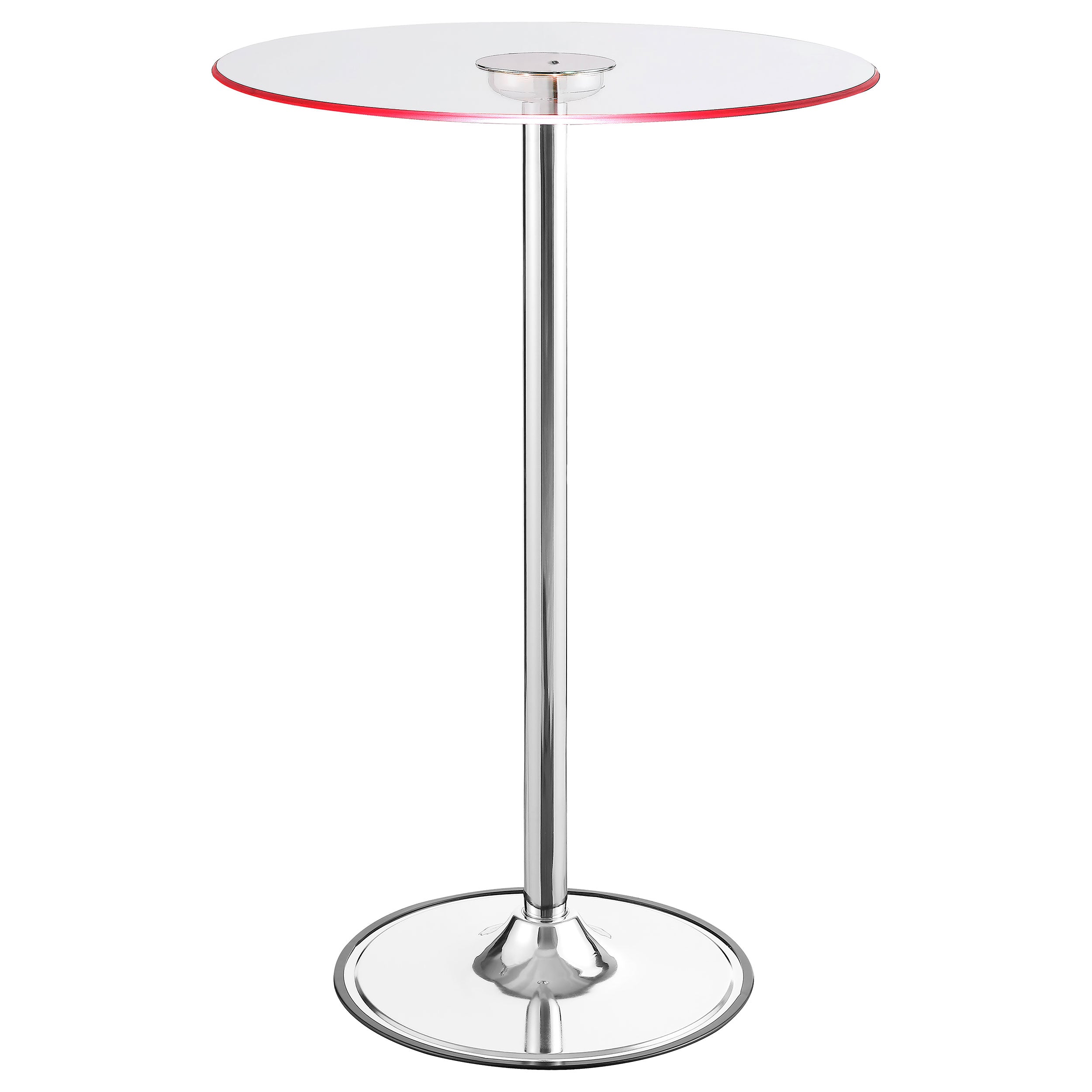 Thea Round 28-inch Glass Top LED Bistro Bar Table Chrome — view 3