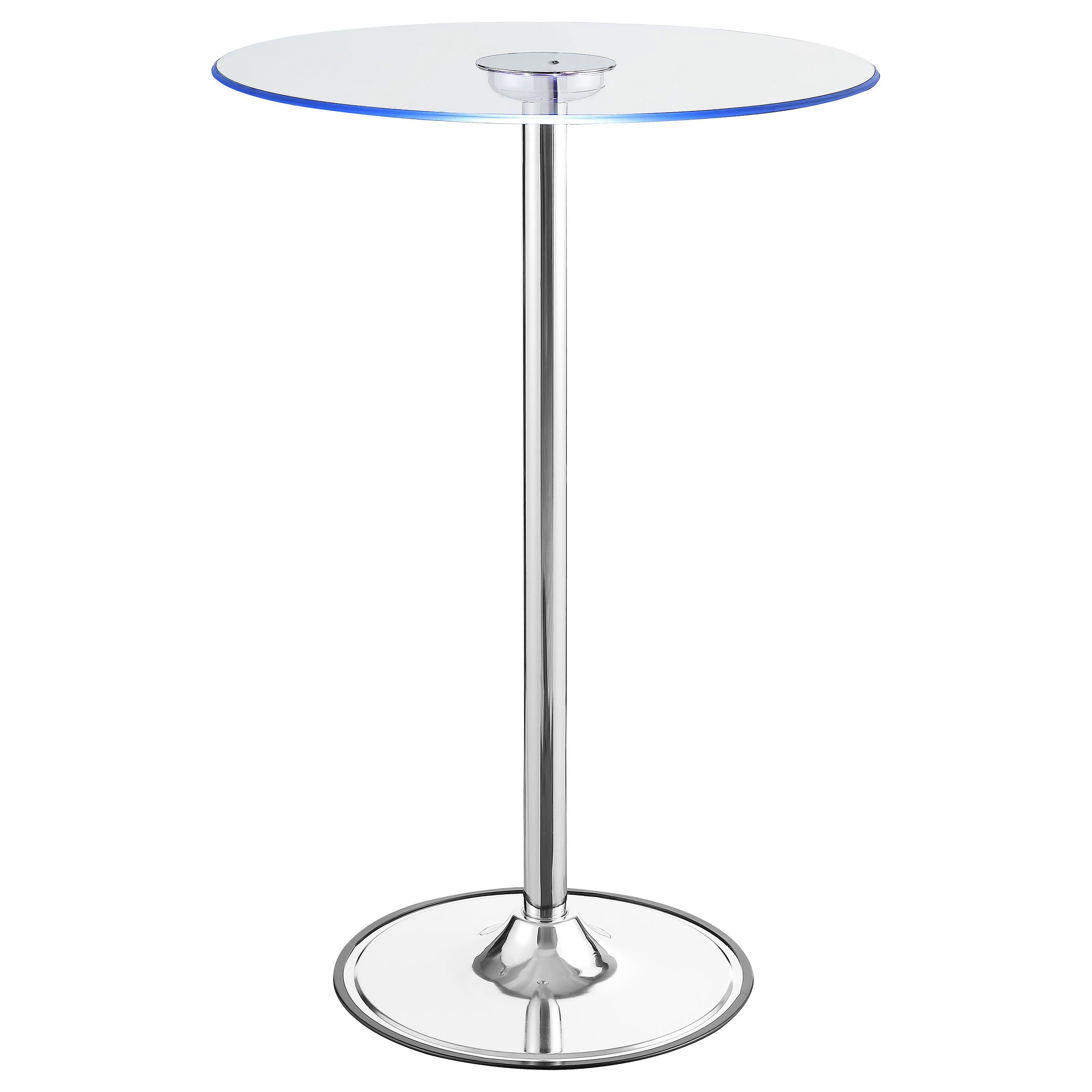 Thea Round 28-inch Glass Top LED Bistro Bar Table Chrome — view 4