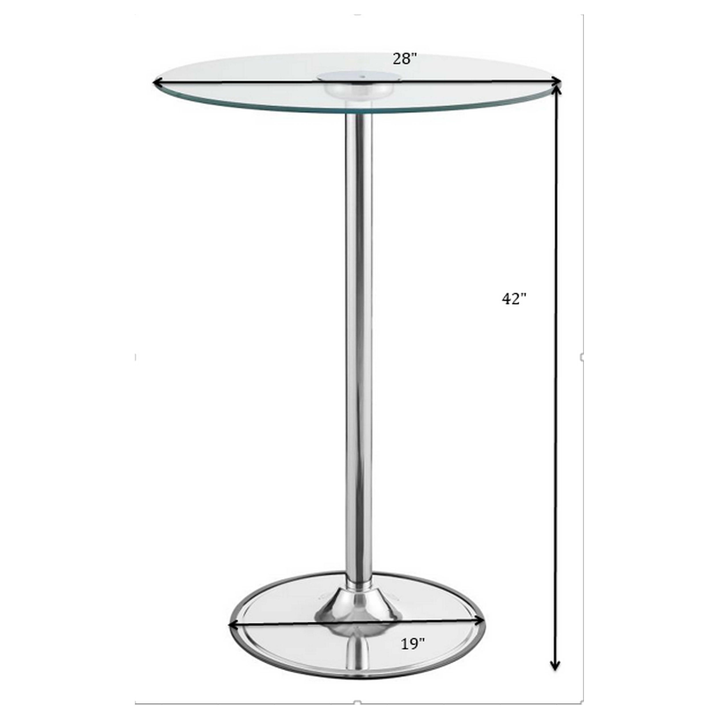 Thea Round 28-inch Glass Top LED Bistro Bar Table Chrome — view 10