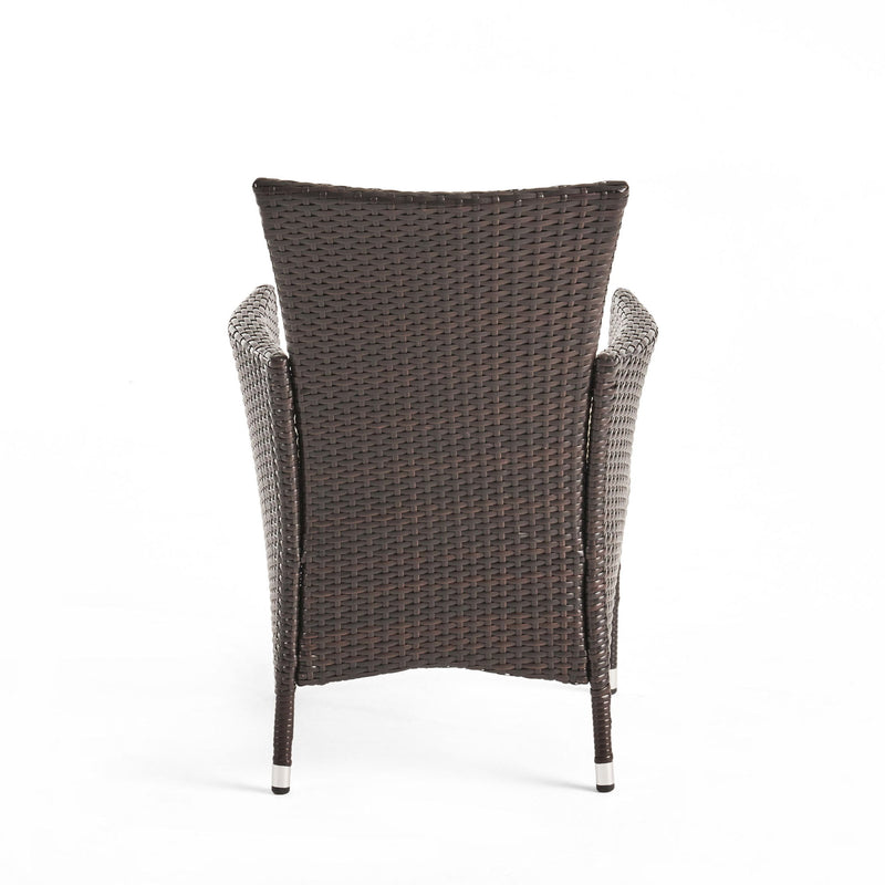Clementine - Outdoor Wicker Dining Chairs Set With Water Resistant Cushions (Set of 2) - Brown Multi