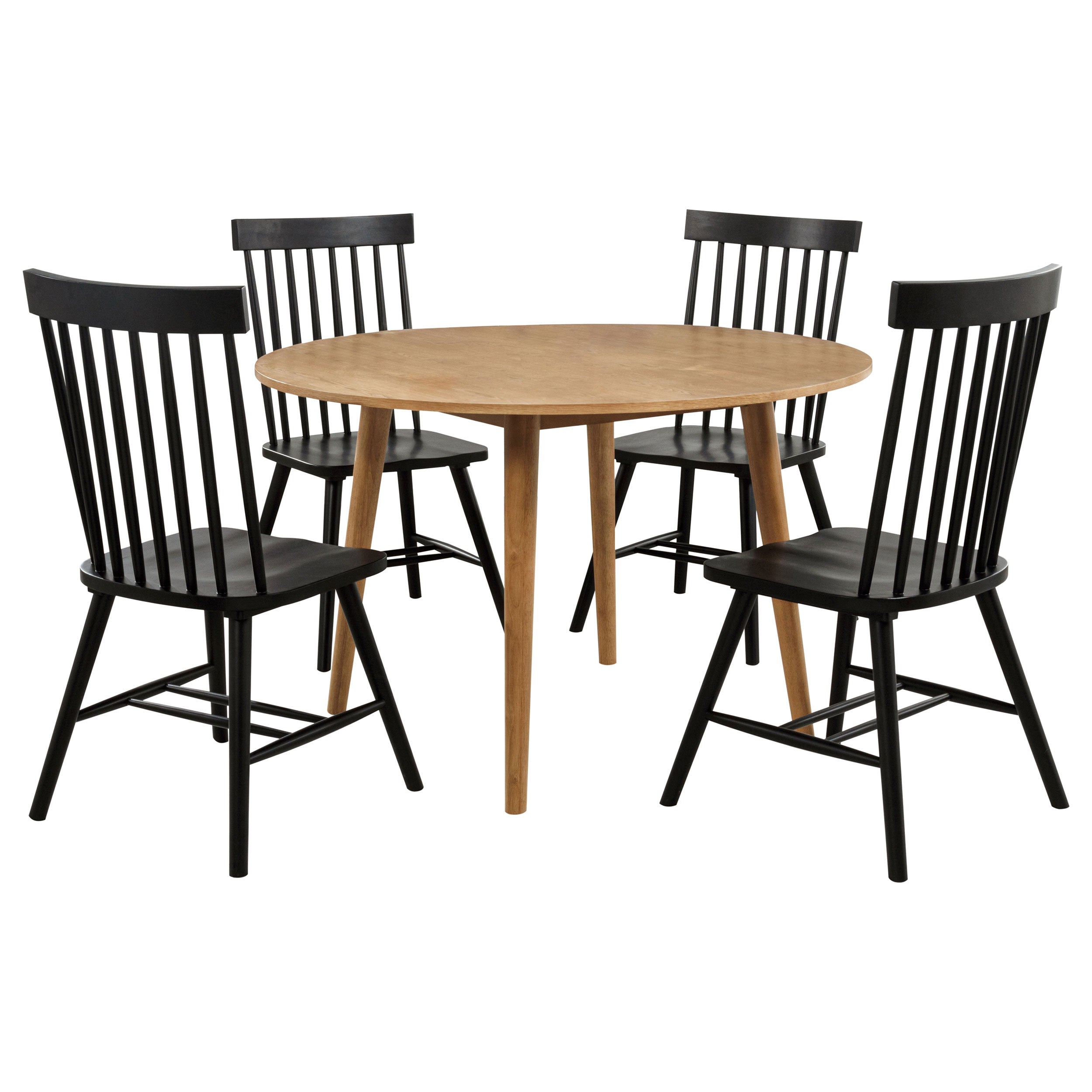 Andrews 5-piece Round Dining Table Set Light Ash and Black — view 2
