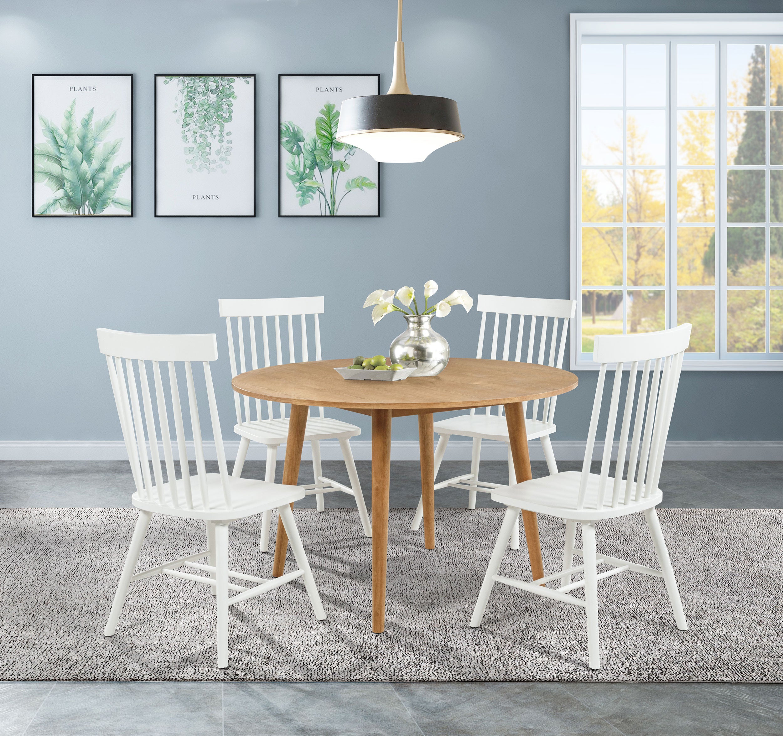 Andrews 5-piece Round Dining Table Set Light Ash and White — view 1