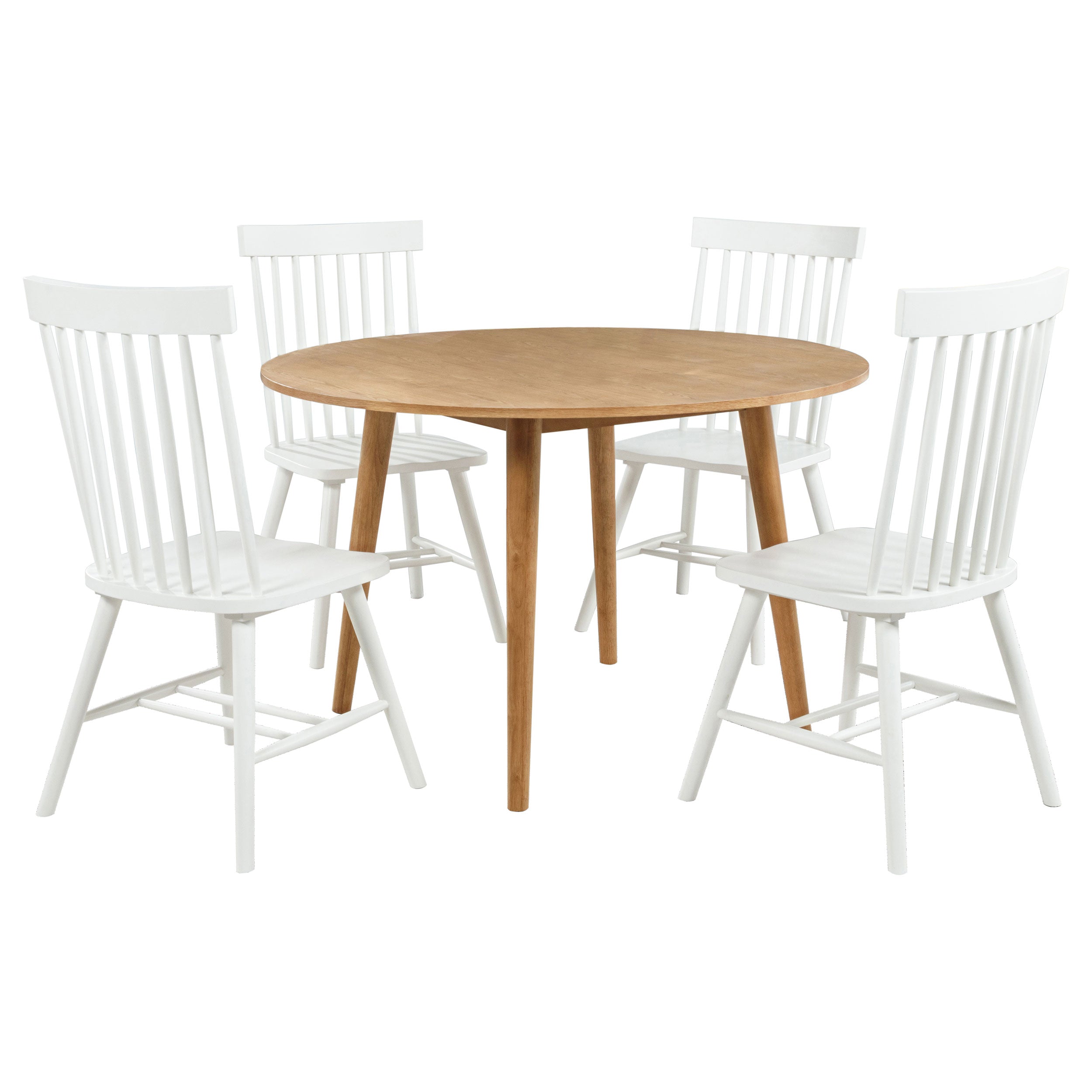 Andrews 5-piece Round Dining Table Set Light Ash and White — view 2