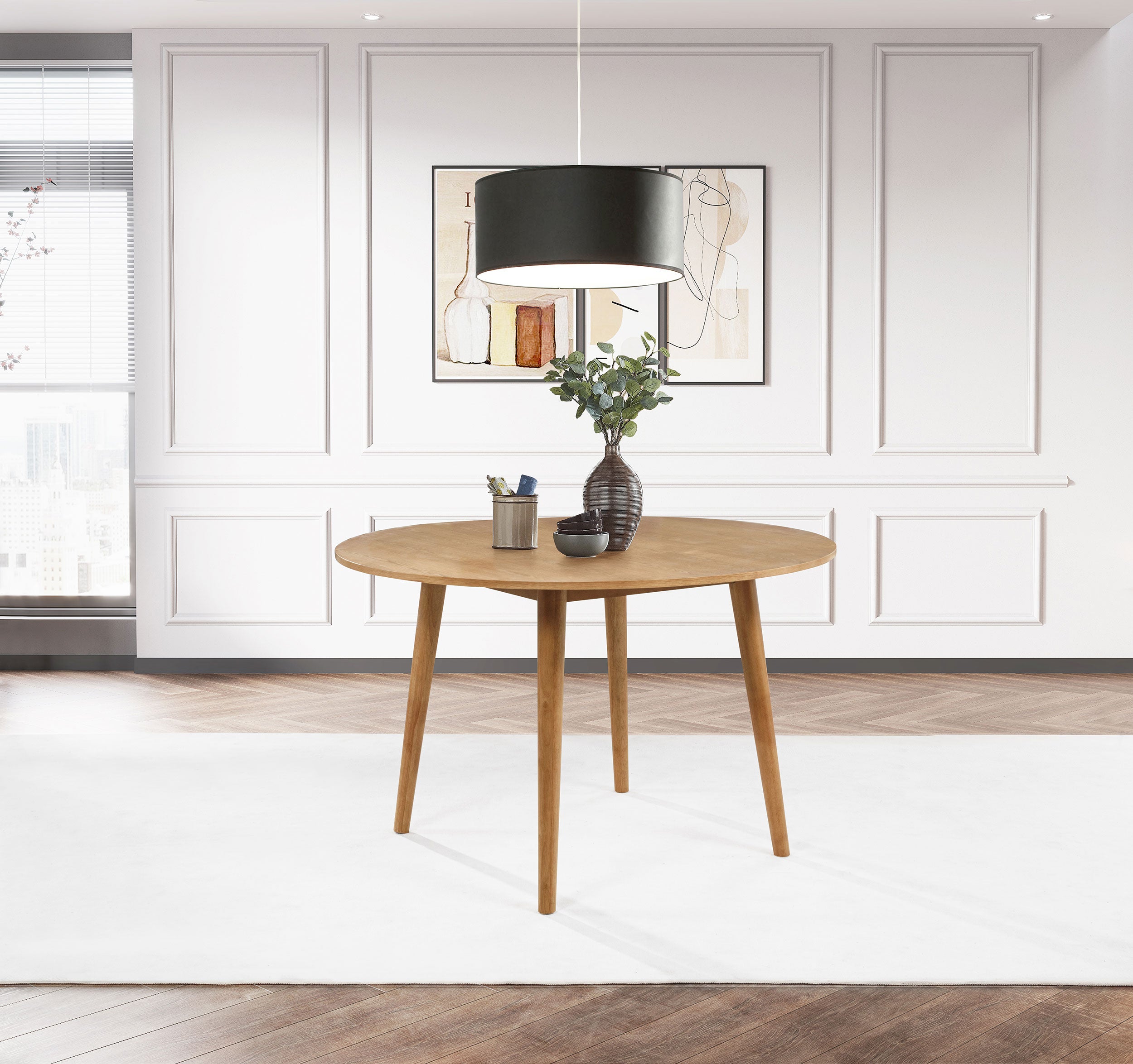 Andrews 48-inch Round Wood Dining Room Table Light Ash — view 2