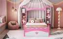 Castle Shaped Bed With Storage Shelf, Dreamy Platform Bed For Kids Bedroom