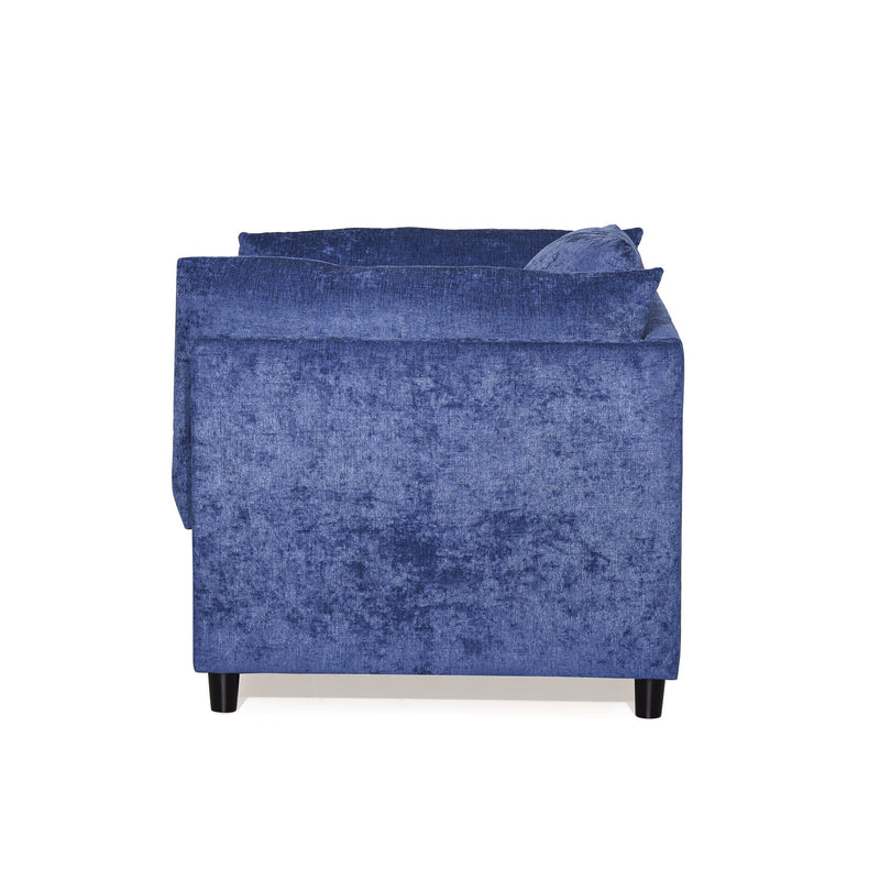 Modern Club Chair With Textured Upholstery And Pillow Accents - Navy Blue