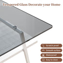 Rectangle Coffee Table, Tempered Glass Tabletop With Metal Legs