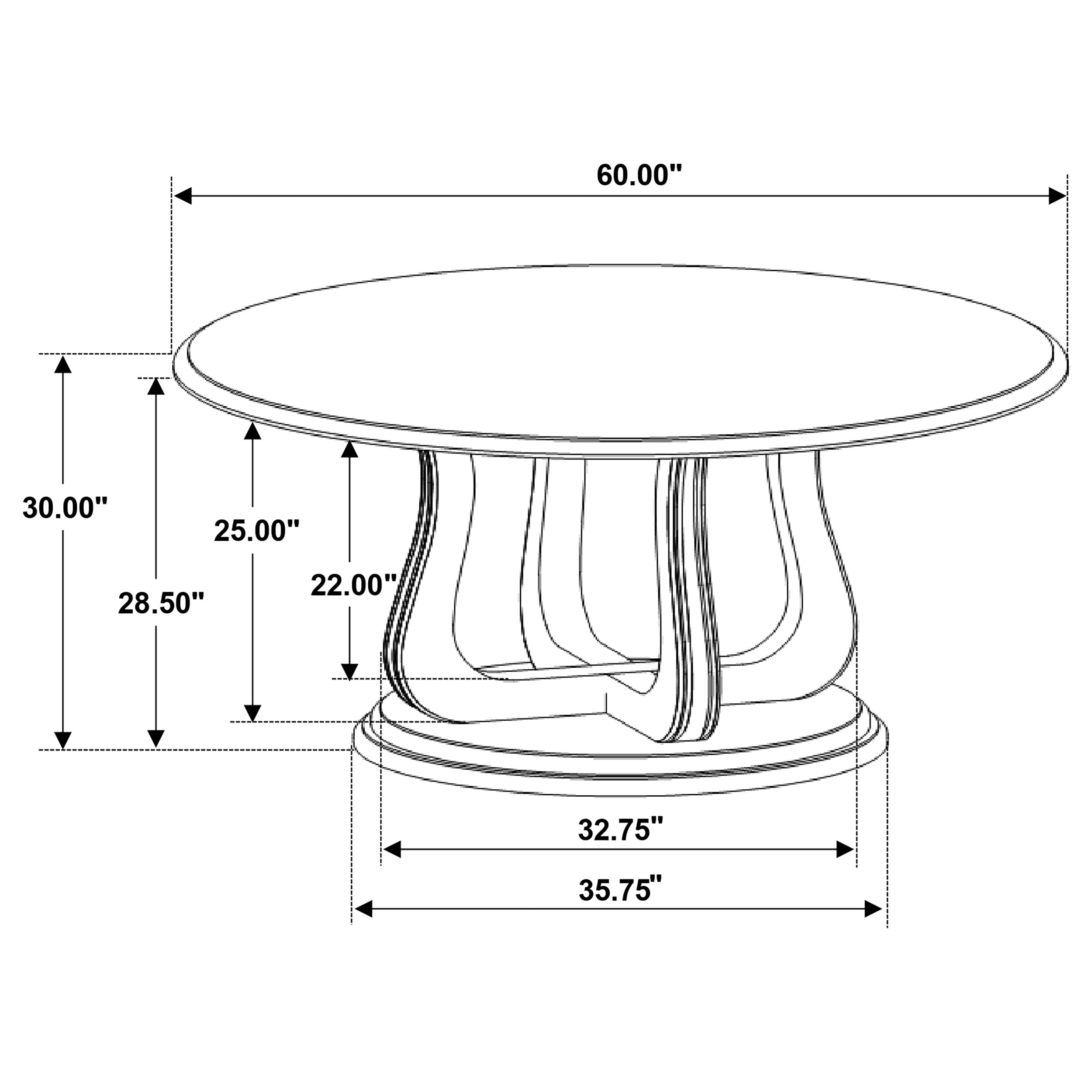Trofello Round 60-inch Pedestal Dining Table White Washed — view 6