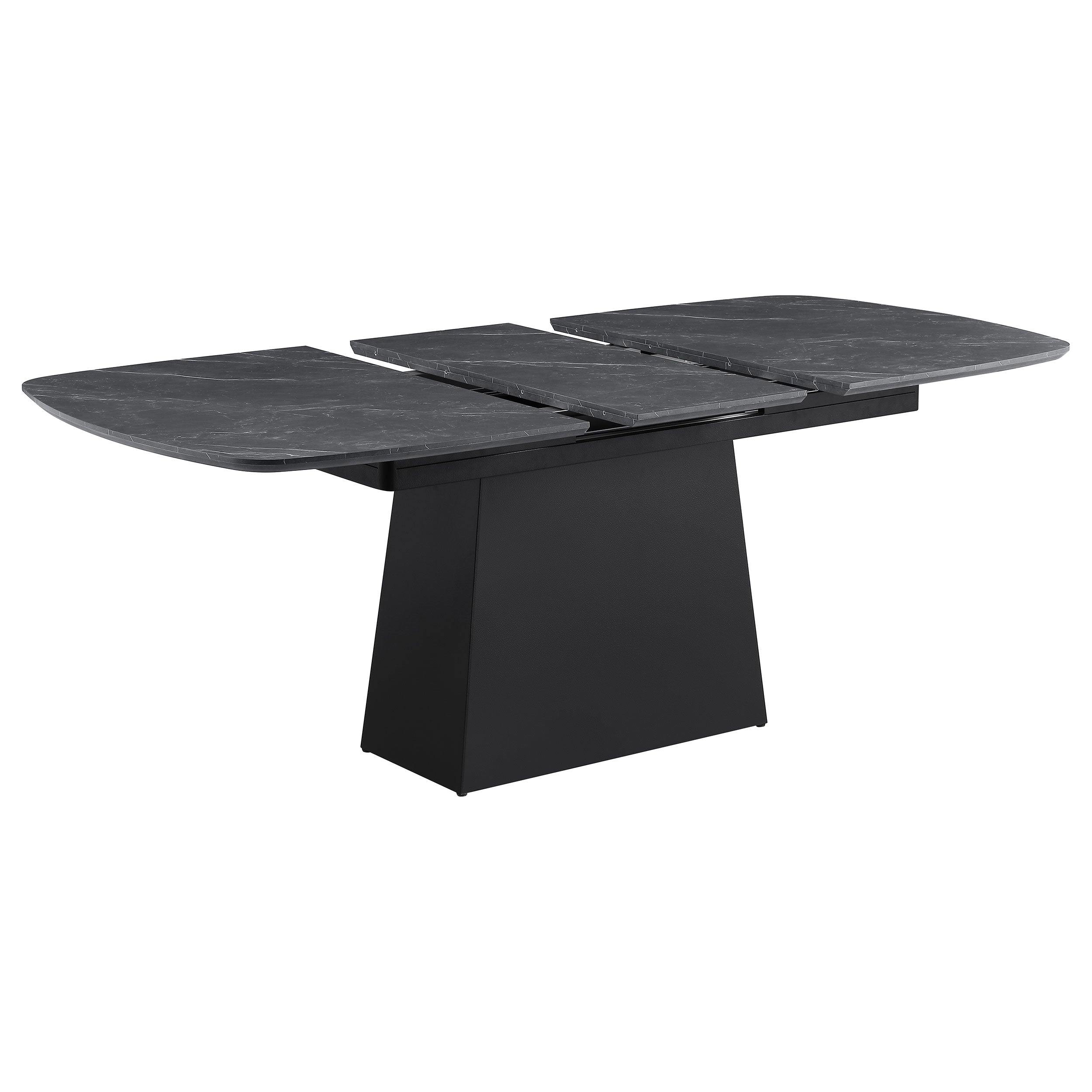 Potero 73-inch Faux Marble Extension Leaf Dining Table Black — view 3