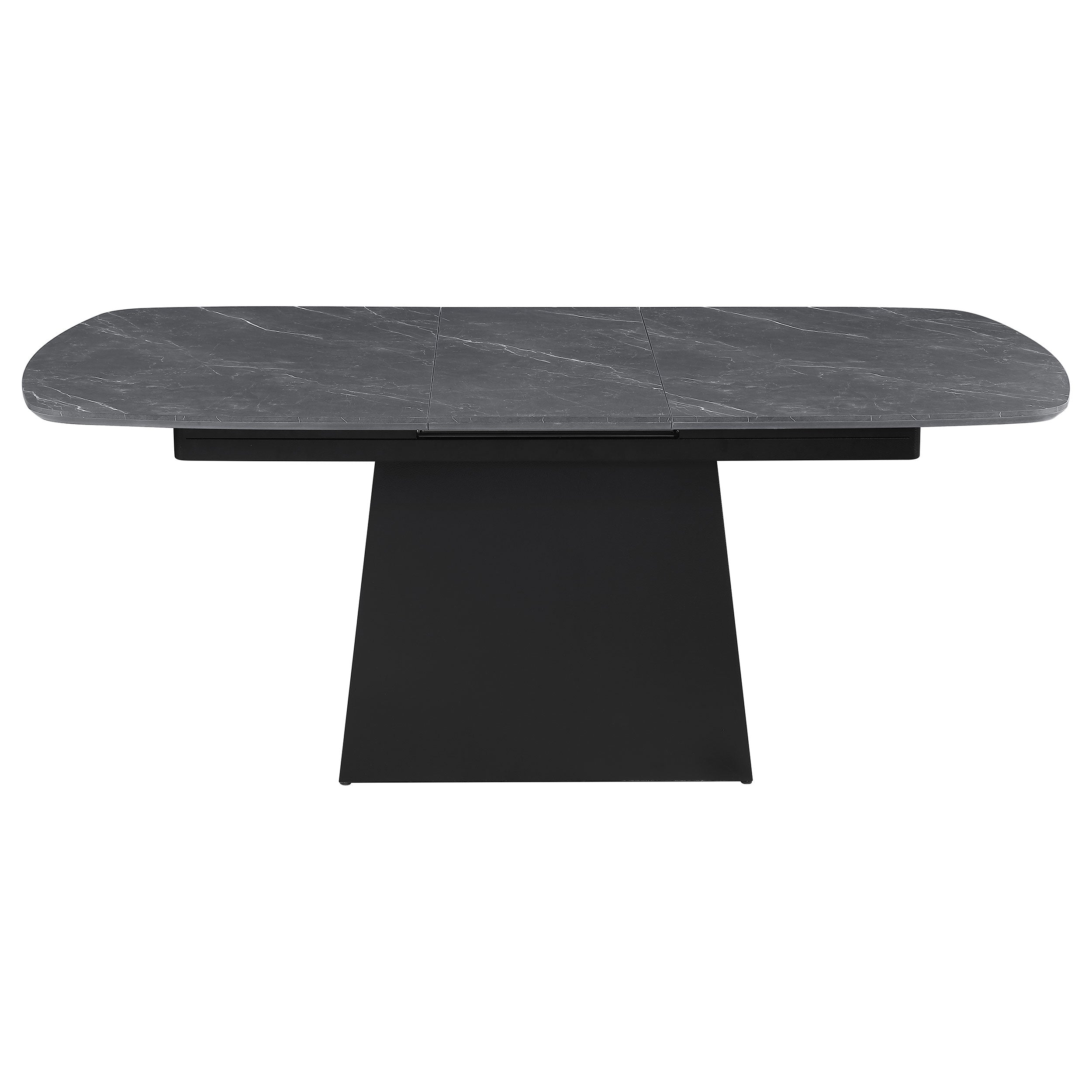 Potero 73-inch Faux Marble Extension Leaf Dining Table Black — view 5