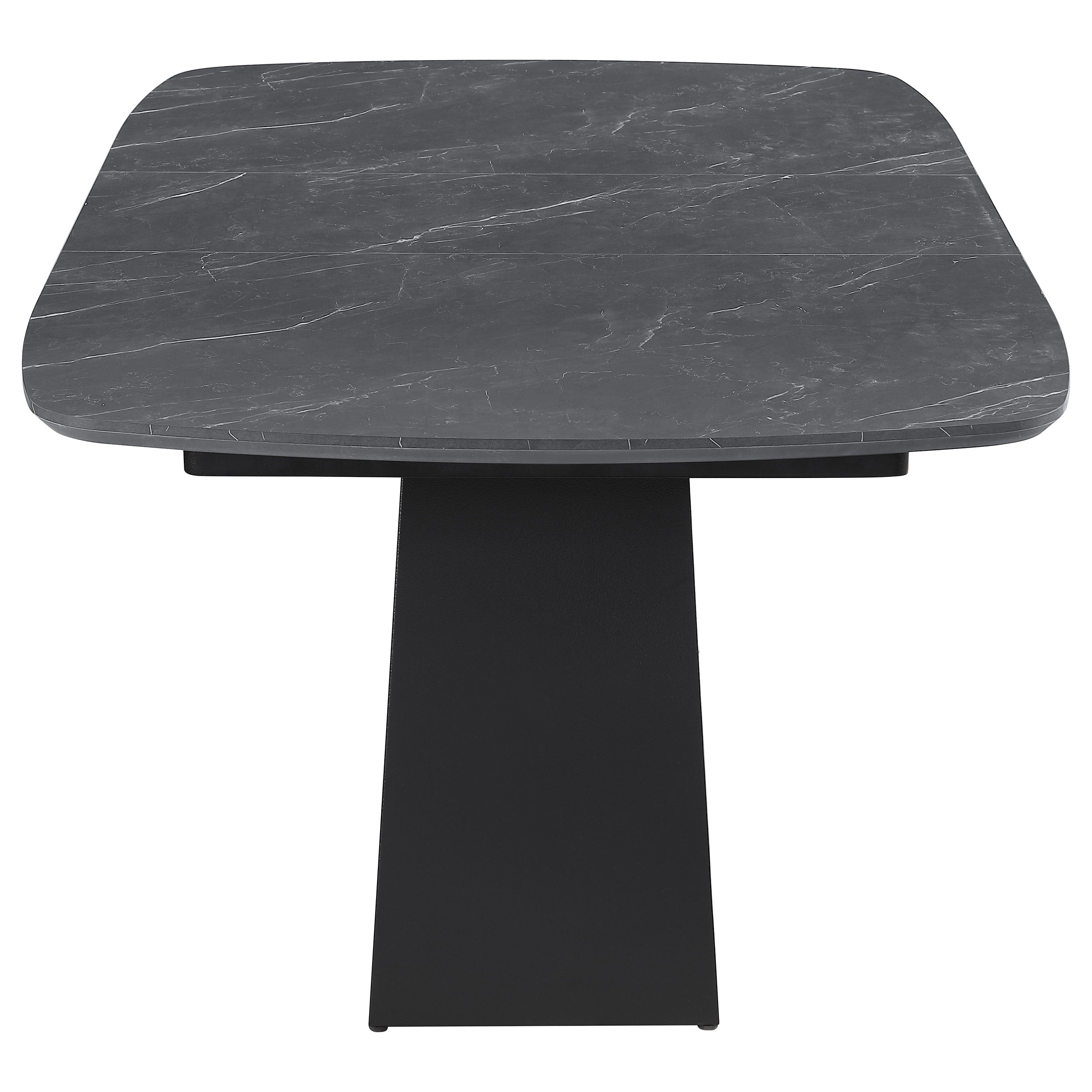 Potero 73-inch Faux Marble Extension Leaf Dining Table Black — view 6