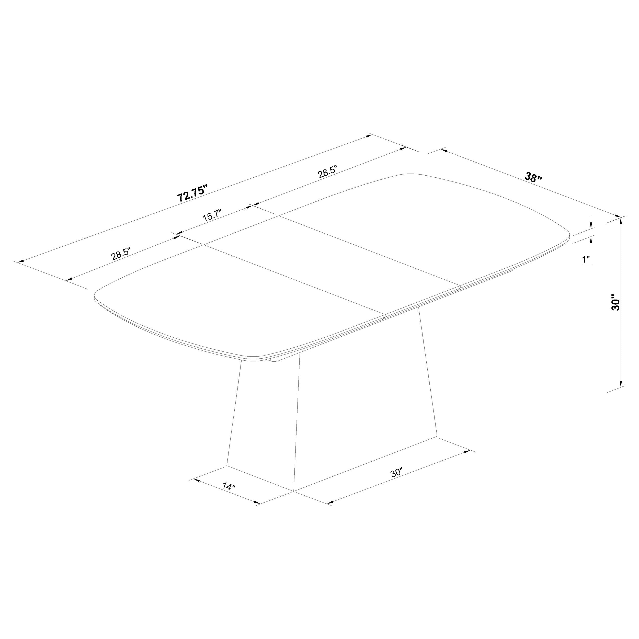 Potero 73-inch Faux Marble Extension Leaf Dining Table Black — view 8