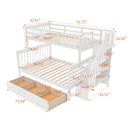 Stairway Bunk Bed With Storage And Guard Rail For Bedroom