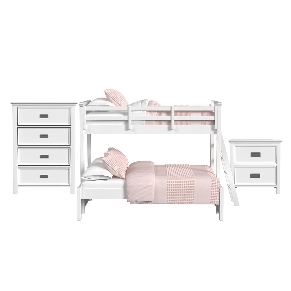 Hampton Kids Bunk With Ladder Bedroom Set in Black by Elements International, view 4