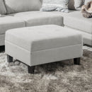 Classic Ottoman With Birch Wood Legs And Fabric Upholstery