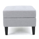 Ottoman With Birch Wood Legs And Cushioned Top For Comfort