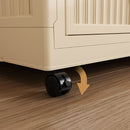 Portable Wardrobe Closet Storage Organizer For Clothes, 9 Magnetic Doors With 9 Cubes & 2 Hanging Rods, 6 Hangers - Cream White