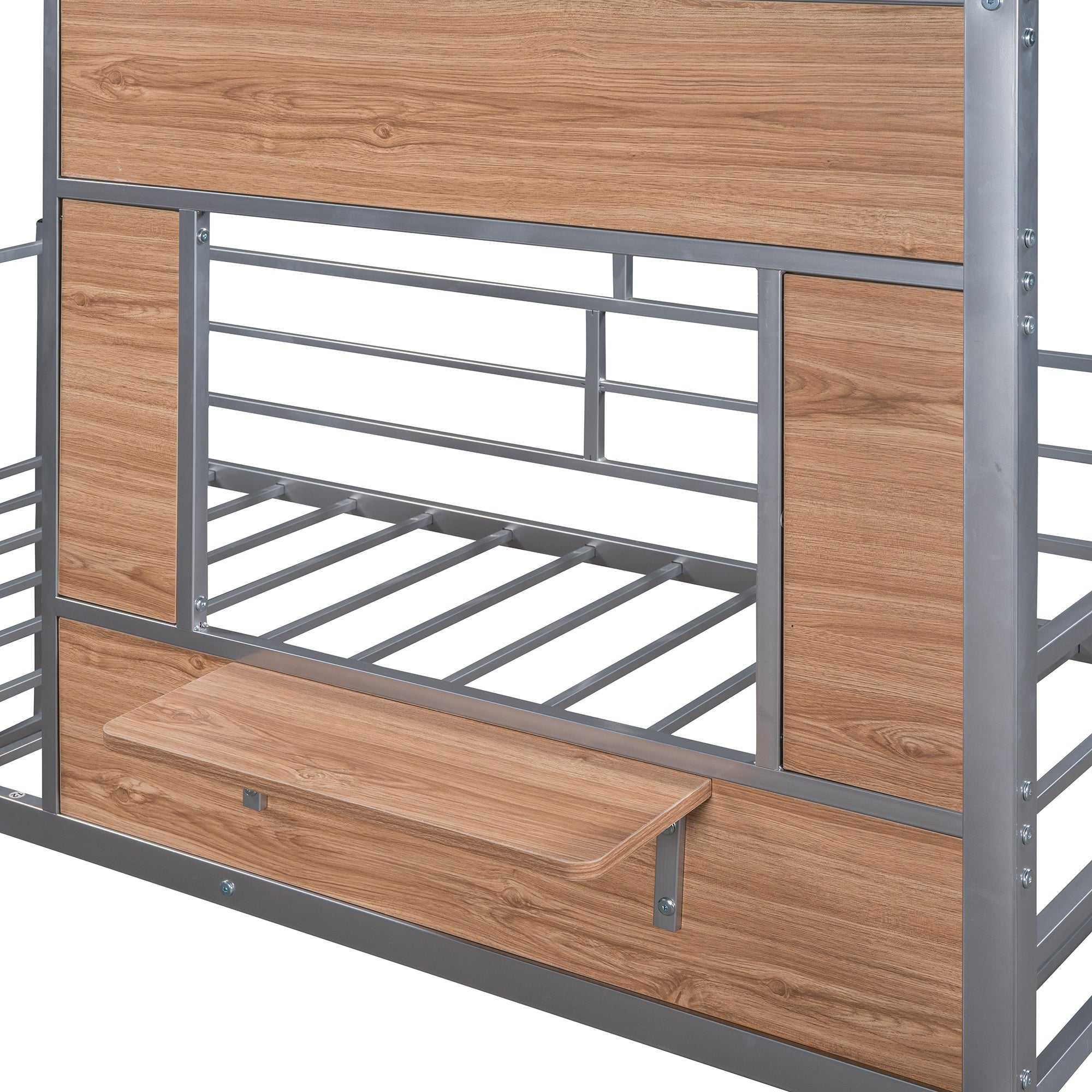 Metal Twin size Loft Bed with Roof, Window, Guardrail, Ladder Silver - Atlantic Fine Furniture Melbourne FL