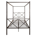 Metal Canopy Bed Frame, Platform Bed Frame  with X Shaped Frame Full Black