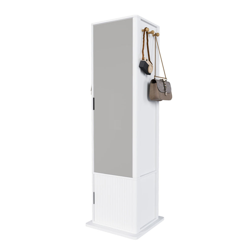 360 Degrees Rotating Makeup Cabinet With Full-Length Mirror, Jewelry Storage