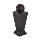 35.5" Tall Column Fountain With LED Lights, Retro Outdoor Decor, Weather Resistant Feature - Dark Brown