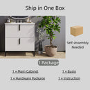 Bathroom Vanity With Ceramic Sink, Fluted Design